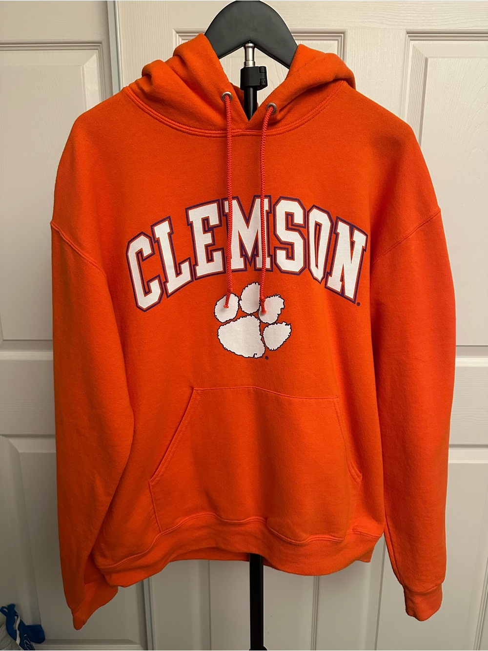 Clemson Orange Crewneck Hoodie with Paw Logo